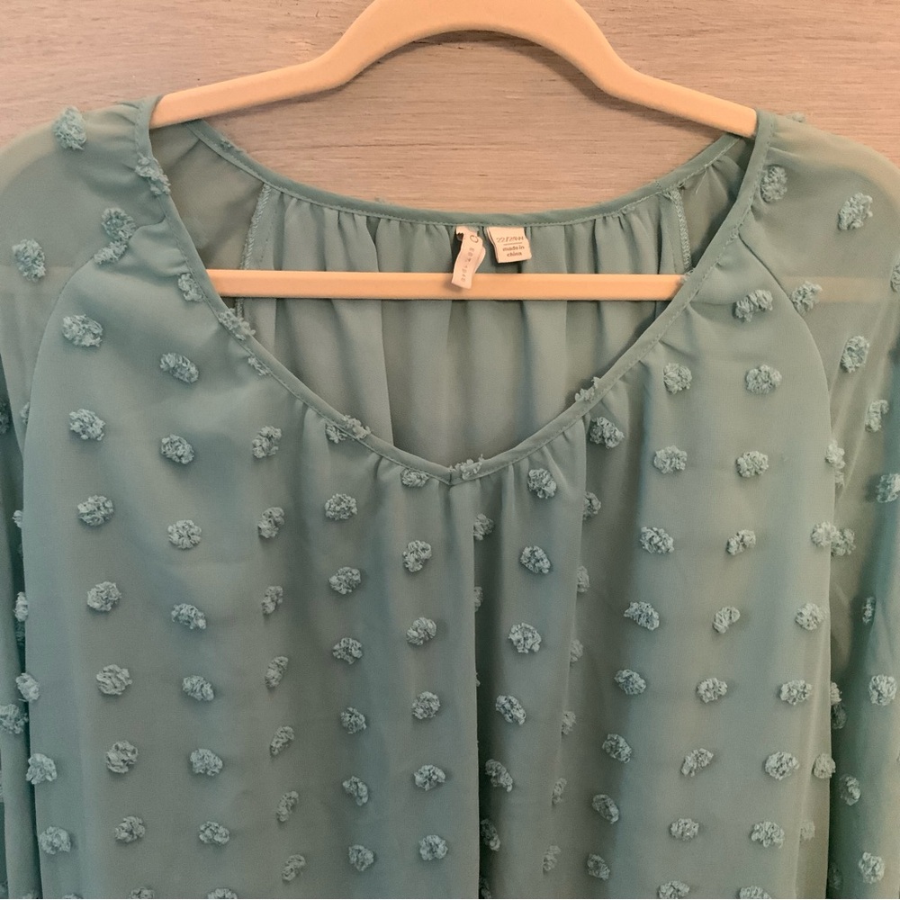 Cato‎ Est. 1946 Seafoam Green Swiss Dot Blouse 22/24 Good Condition - Picture 2 of 8